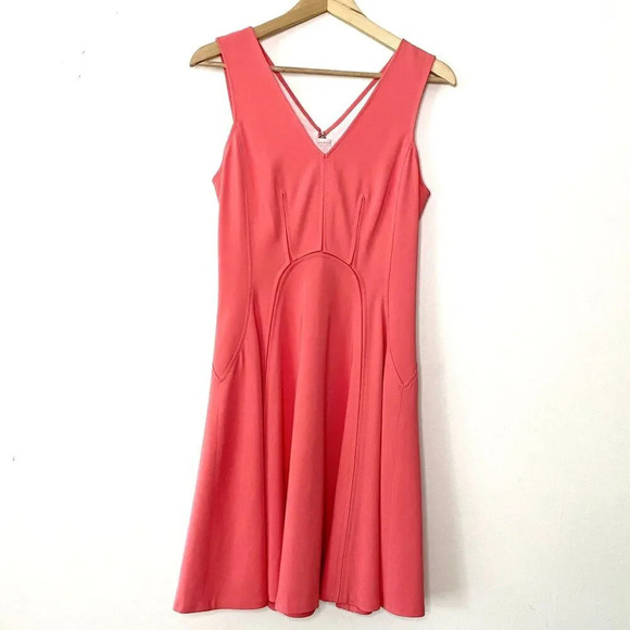NWT Rebecca Taylor Melon Pop Fit & Flare Pink Sleeveless Party Dress Women's 2 - Picture 3 of 13
